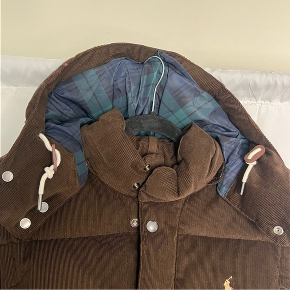 Polo Ralph Lauren Duck Down Hooded 2 in 1 Corduroy Puffer Jacket/Vest Sz M Brown - Picture 14 of 15